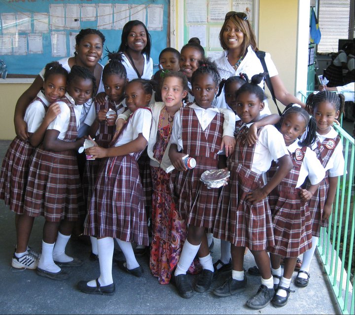 Sandra J. Dixon with group of girls